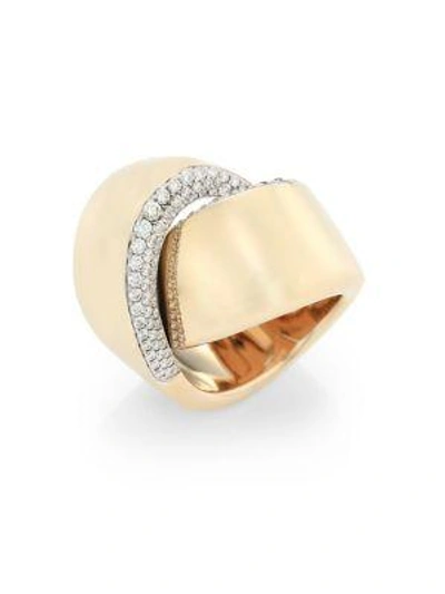 Shop Vhernier Women's Abbraccio 18k Yellow Gold & Diamond Pavé Ring