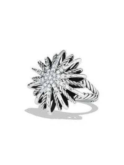 Shop David Yurman Women's Starburst Ring With Diamonds In Silver