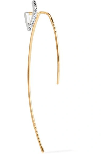Shop Maria Black Elodie Blanc Twirl 14-karat Gold,  Rhodium-plated And Diamond Earring