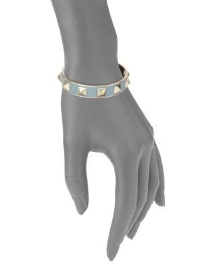 Shop Valentino Spiked Cuff Bracelet In Sky Blue