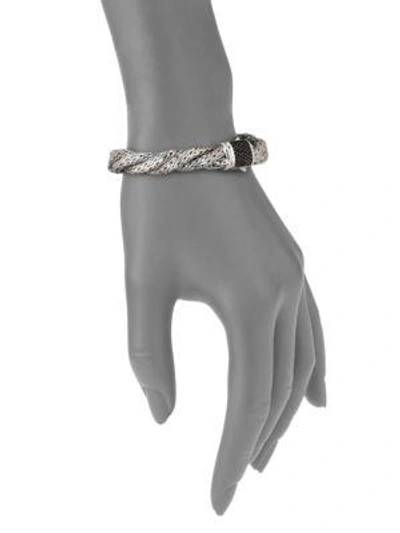 Shop John Hardy Classic Chain Black Sapphire & Sterling Silver Medium Twisted Bracelet In Silver-black