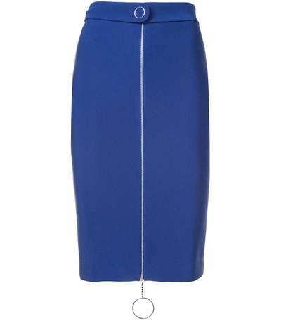Shop Mugler Blue Jupe Zipper Skirt