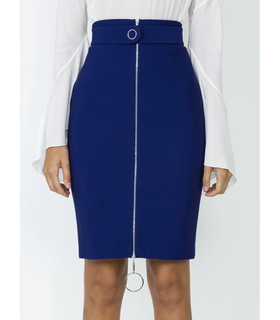Shop Mugler Blue Jupe Zipper Skirt