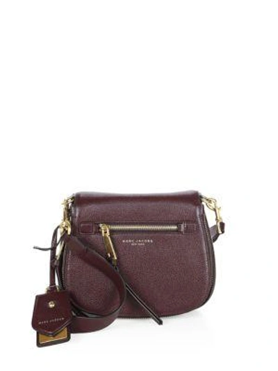 Shop Marc Jacobs Recruit Small Leather Saddle Crossbody Bag In Blackberry