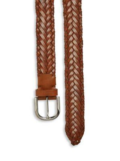 Shop Brunello Cucinelli Leather Braided Belt In Brown