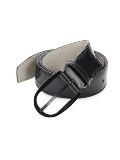Shop Ferragamo Polished Leather Belt In Black