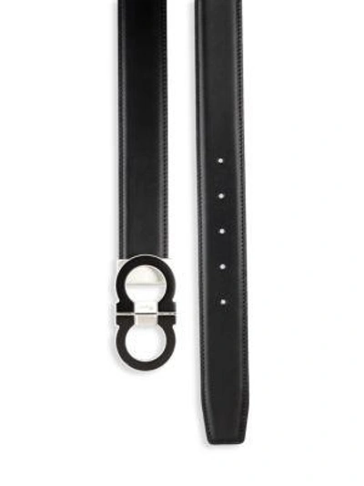 Shop Ferragamo Adjustable Gancini Buckle Belt In Black