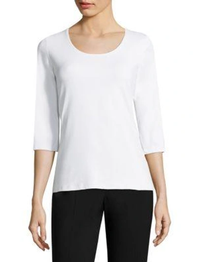Shop Hugo Boss Skin Touch Scoopneck Top In White