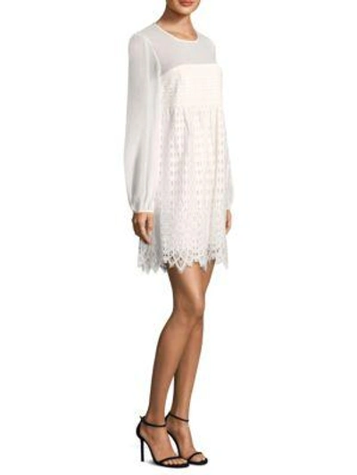 Shop Bcbgmaxazria Lace Shift Dress In Off White