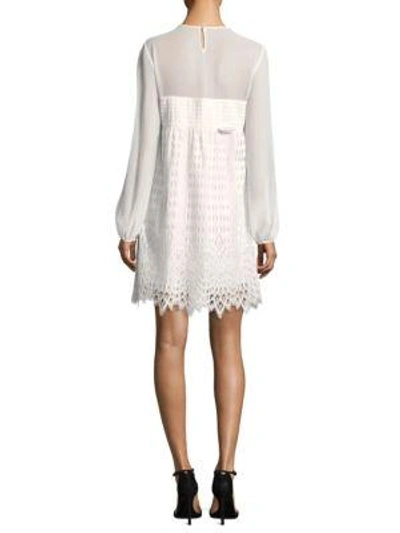 Shop Bcbgmaxazria Lace Shift Dress In Off White