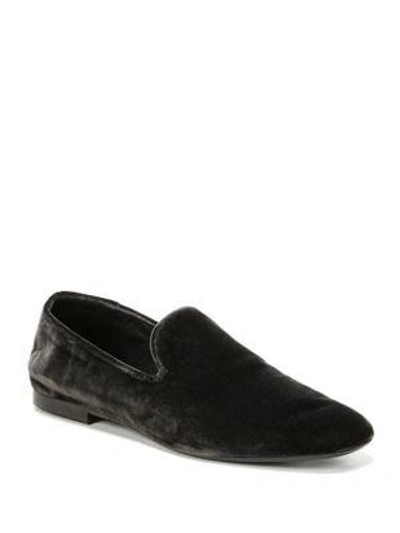 Shop Vince Bray Velvet Smoking Loafers In Pewter