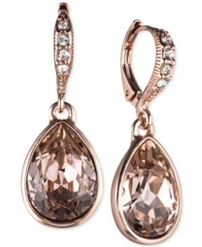Shop Givenchy Rose Gold-tone Crystal Drop Earrings In Metallic