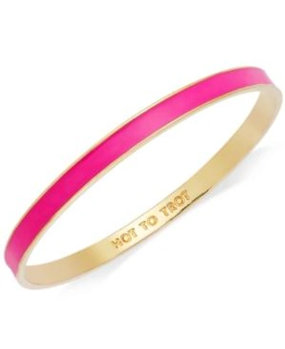 Shop Kate Spade New York Bracelet, Gold-tone Fluorescent Pink "hot To Trot" Idiom Bangle Bracelet