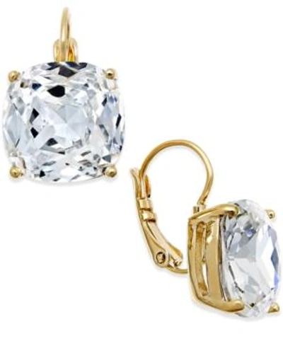 Shop Kate Spade New York Gold-tone Crystal Square Leverback Earrings