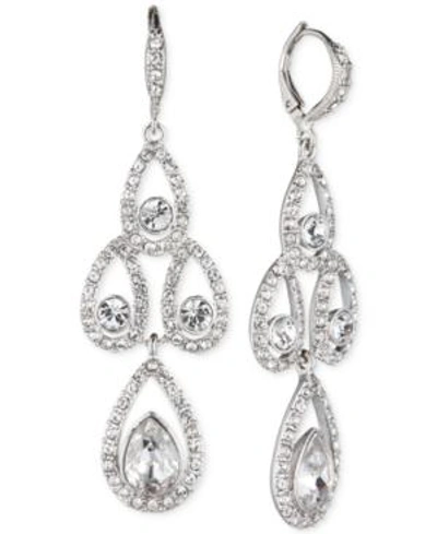 Shop Givenchy Silver-tone Crystal Pear Open Chandelier Earrings In Clear