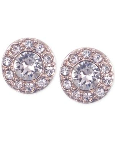 Shop Givenchy Rose Gold-tone Small Pave Stud Earrings In Pink