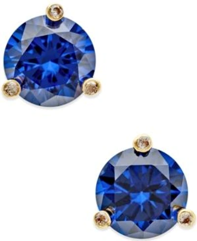 Shop Kate Spade Gold-tone Mini Round Stud Earrings In Blue