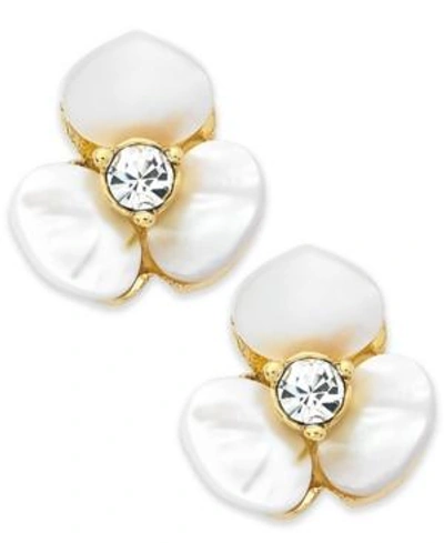 Shop Kate Spade Earrings, Gold-tone Cream Disco Pansy Flower Stud Earrings