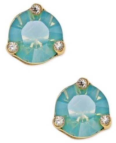 Shop Kate Spade New York Rise And Shine Gold-tone Crystal Stud Earrings In Pacific Opal