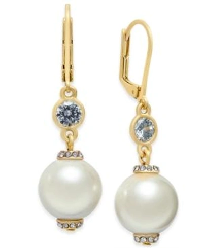 Shop Kate Spade New York Rose Gold-tone Pink Imitation Pearl Drop Earrings