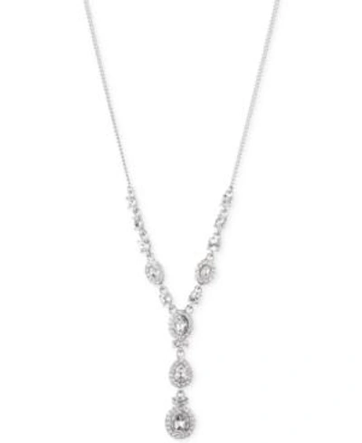 Shop Givenchy Multi-crystal And Pave Y-neck Necklace In Silver