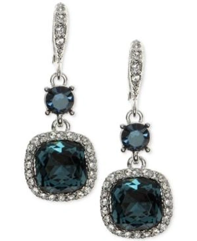 Shop Givenchy Cushion-stone And Crystal Drop Earrings In Silver