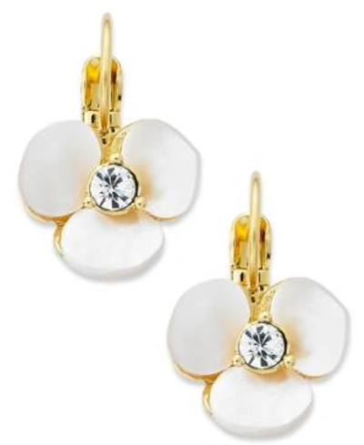 Shop Kate Spade Earrings, Gold-tone Cream Disco Pansy Flower Leverback Earrings