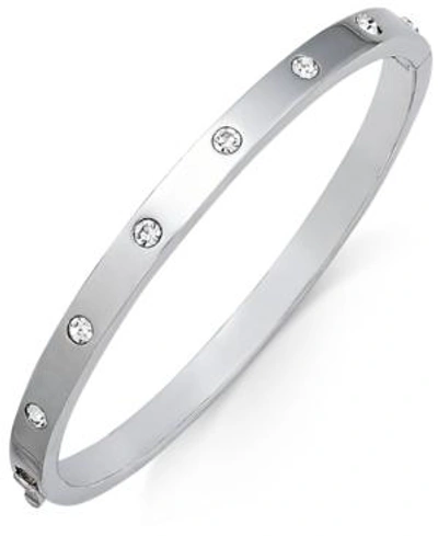 Shop Kate Spade New York Silver-tone Crystal Bangle Bracelet In Clear/silver
