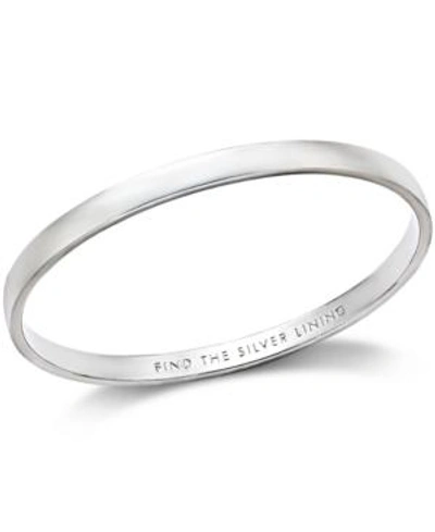 Kate Spade Silver-tone "find The Silver Lining" Message Bangle Bracelet In Silver-tone