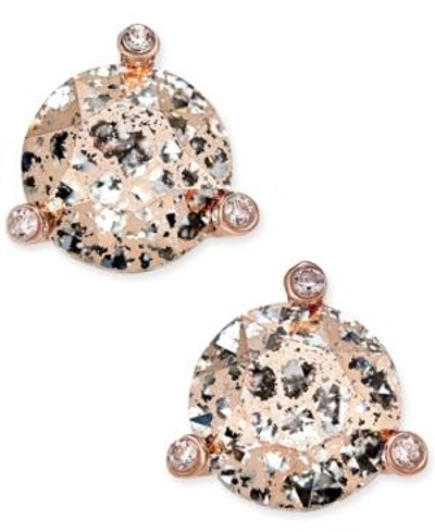 Shop Kate Spade New York Rose Gold-tone Crystal And Stone Stud Earrings