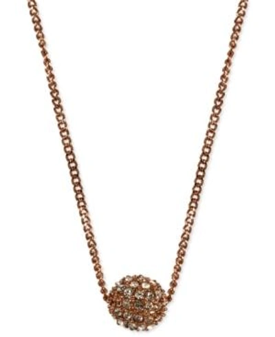 Shop Givenchy Crystal Fireball Pendant Necklace 16" + 2" Extender In Rose Gold