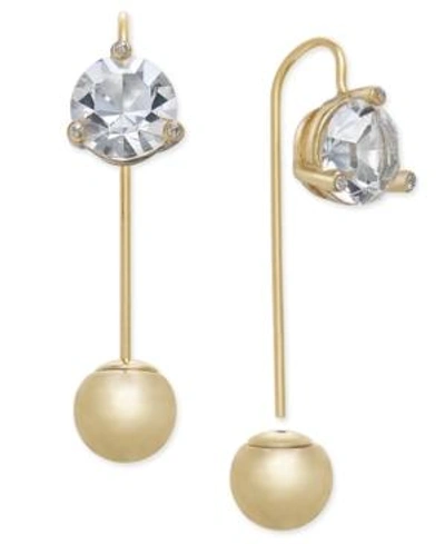Shop Kate Spade New York 14k Gold-plated Stone & Ball Hanger Earrings In Clear