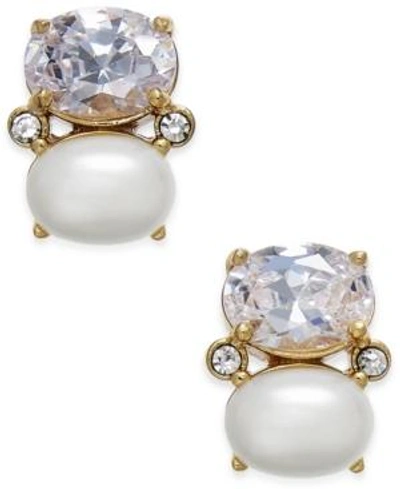 Shop Kate Spade New York 14k Gold-plated Enamel & Stone Oval Drop Earrings In Cream Multi