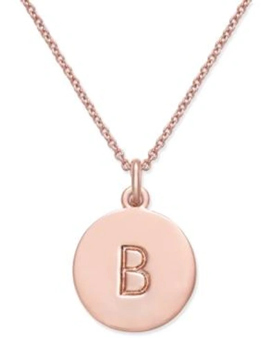 Shop Kate Spade Rose Gold-tone Initial Disc Pendant Necklace, 18" + 2 1/2" Extender In Rose Gold B