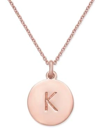 Shop Kate Spade Rose Gold-tone Initial Disc Pendant Necklace, 18" + 2 1/2" Extender In Rose Gold K