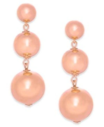 Shop Kate Spade New York 14k Gold-plated Graduated Bauble Drop Earrings In Rose Gold