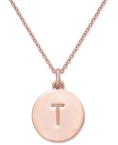 Shop Kate Spade Rose Gold-tone Initial Disc Pendant Necklace, 18" + 2 1/2" Extender In Rose Gold T