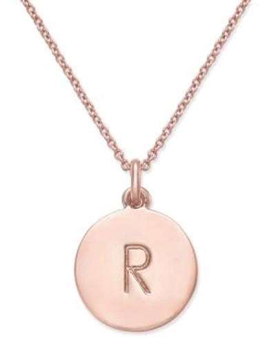 Shop Kate Spade Rose Gold-tone Initial Disc Pendant Necklace, 18" + 2 1/2" Extender In Rose Gold R