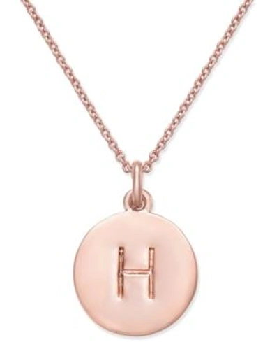 Shop Kate Spade Rose Gold-tone Initial Disc Pendant Necklace, 18" + 2 1/2" Extender In Rose Gold H