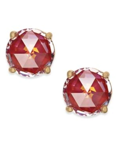 Shop Kate Spade New York 14k Gold-plated Crystal Stud Earrings In Red