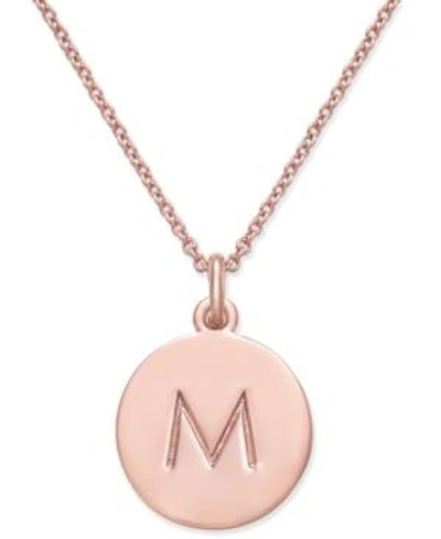 Shop Kate Spade Rose Gold-tone Initial Disc Pendant Necklace, 18" + 2 1/2" Extender In Rose Gold M