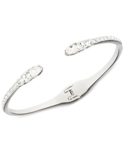 Shop Givenchy Crystal Hinged Cuff Bracelet In Silver