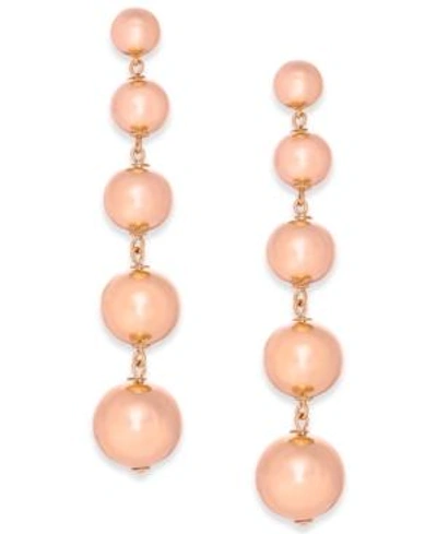 Shop Kate Spade New York 14k Gold Plated Graduated Ball Linear Drop Earrings In Rose Gold