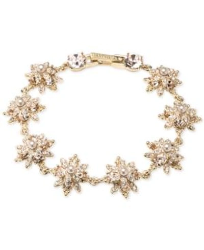 Shop Marchesa Crystal & Imitation Pearl Flex Bracelet In Gold