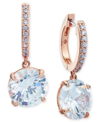 Shop Kate Spade Crystal And Pave Drop Earrings In Rose Gold