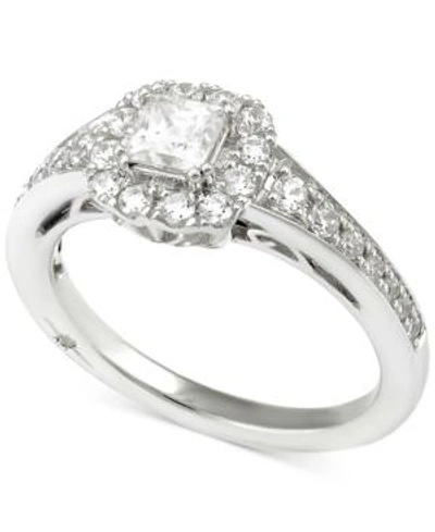 Shop Marchesa Certified Diamond Vintage Inspired Princess Engagement Ring (1 Ct. T.w.) In 18k White Gold, Created 