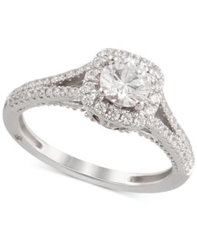 Shop Marchesa Certified Diamond Engagement Ring (1-1/4 Ct. T.w.) In 18k White Gold, Created For Macy's