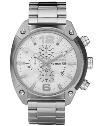 Shop Diesel Men's Chronograph Stainless Steel Bracelet Strap Watch 49x46mm Dz4203 In Silver