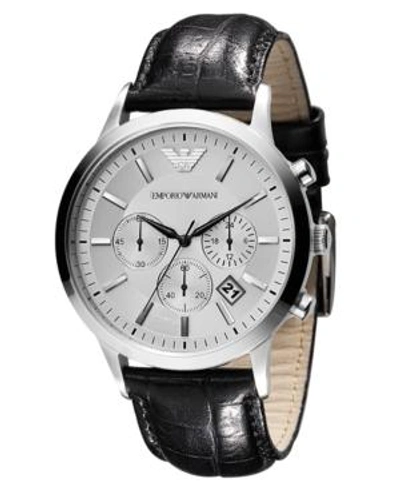 Shop Emporio Armani Watch, Men's Chronograph Black Leather Strap Ar2432