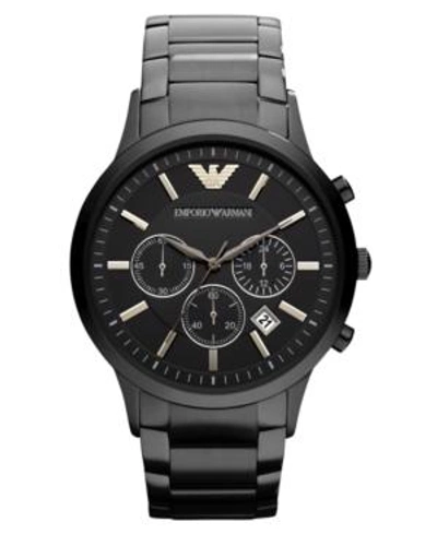 Shop Emporio Armani Watch, Chronograph Black Ion Plated Stainless Steel Bracelet 43mm Ar2453
